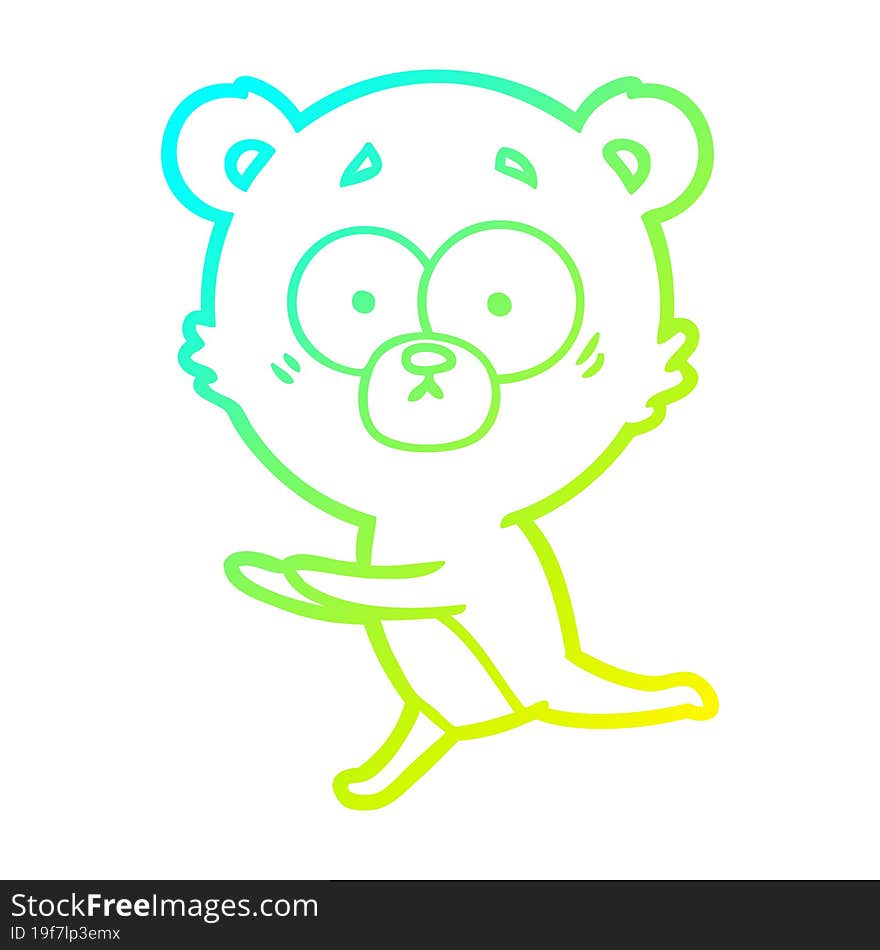 Cold Gradient Line Drawing Worried Bear Cartoon