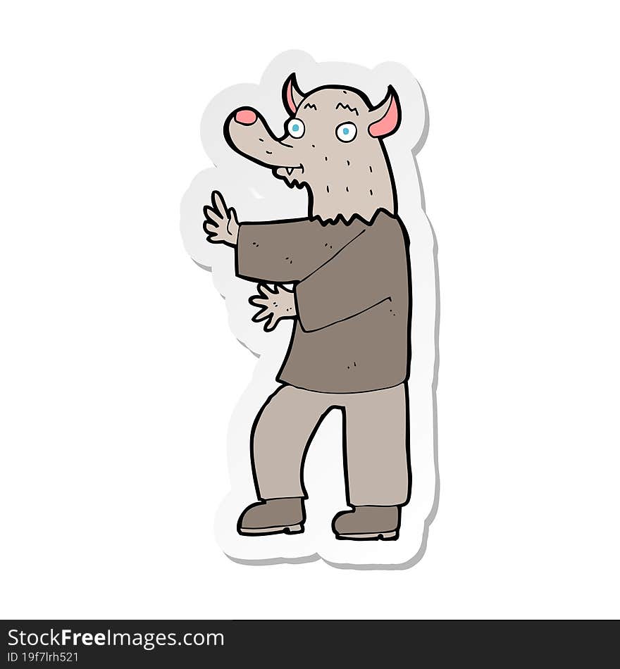 sticker of a cartoon werewolf