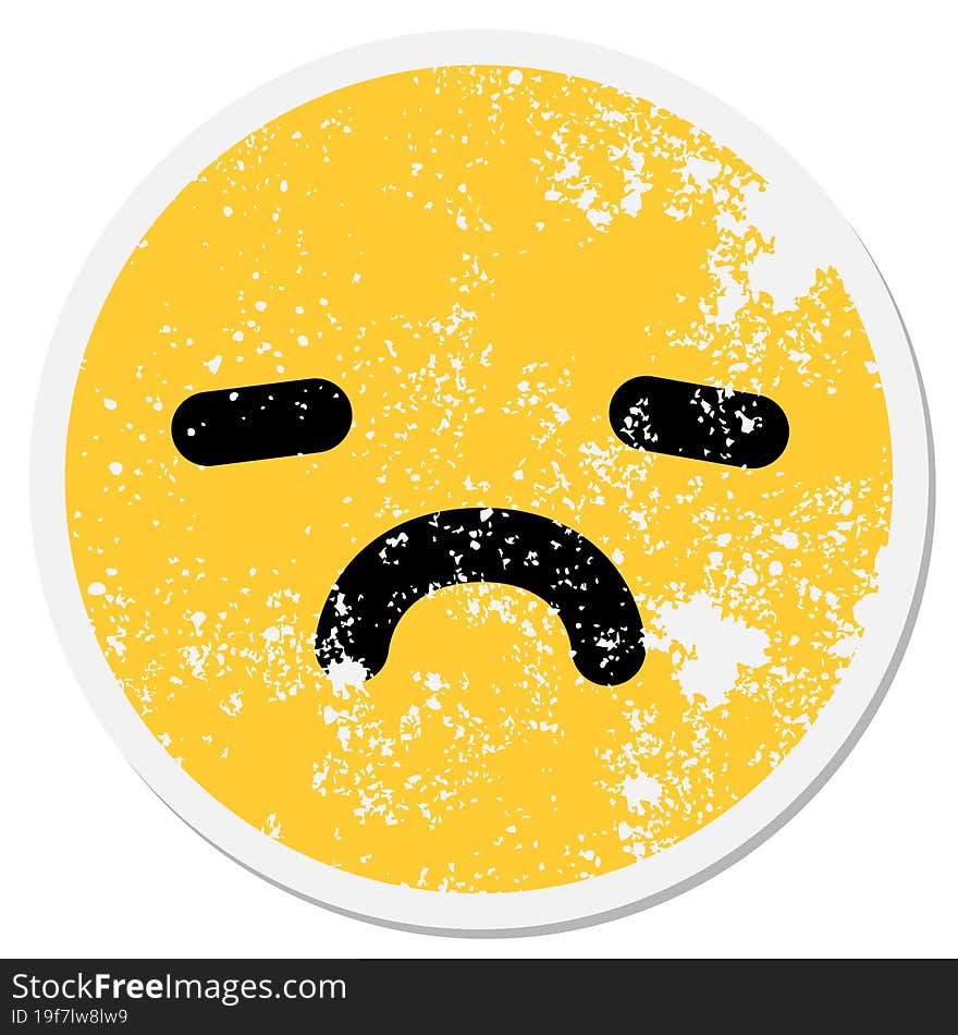 Simple Unhappy Face Circular Sticker