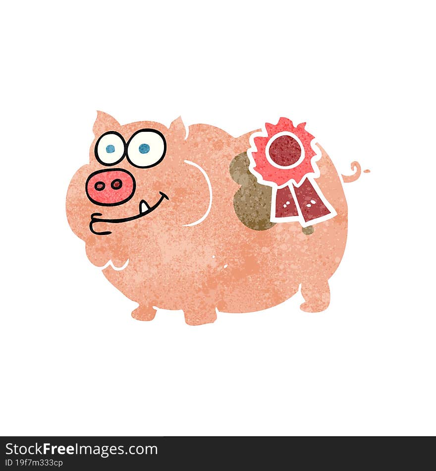 retro cartoon prize winning pig