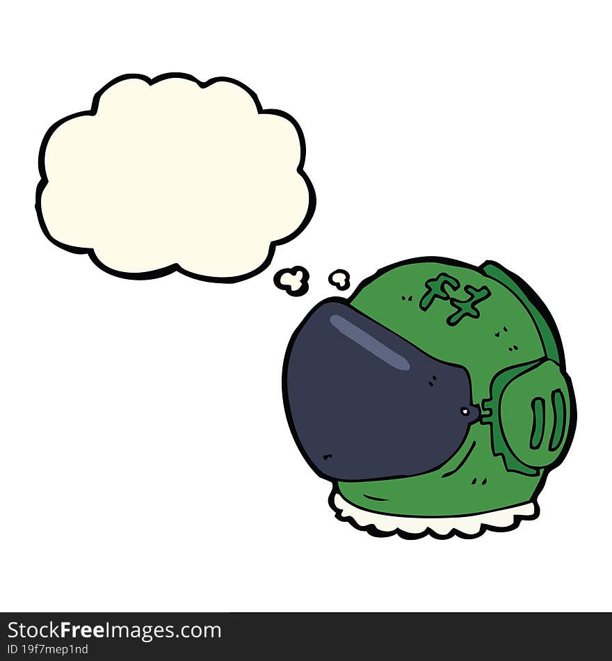 Cartoon Astronaut Helmet With Thought Bubble