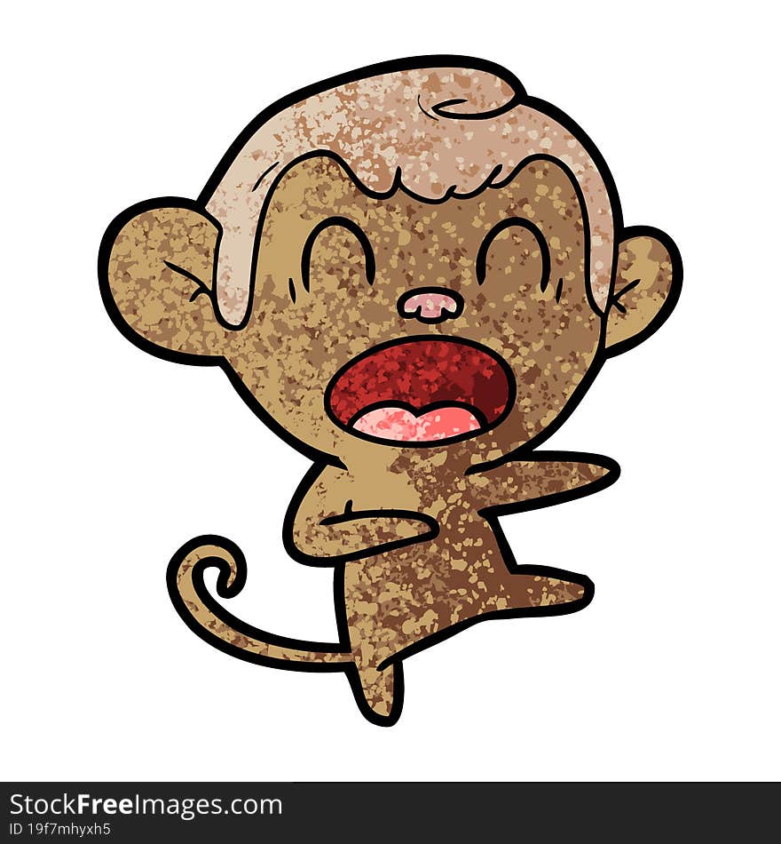 shouting cartoon monkey dancing. shouting cartoon monkey dancing