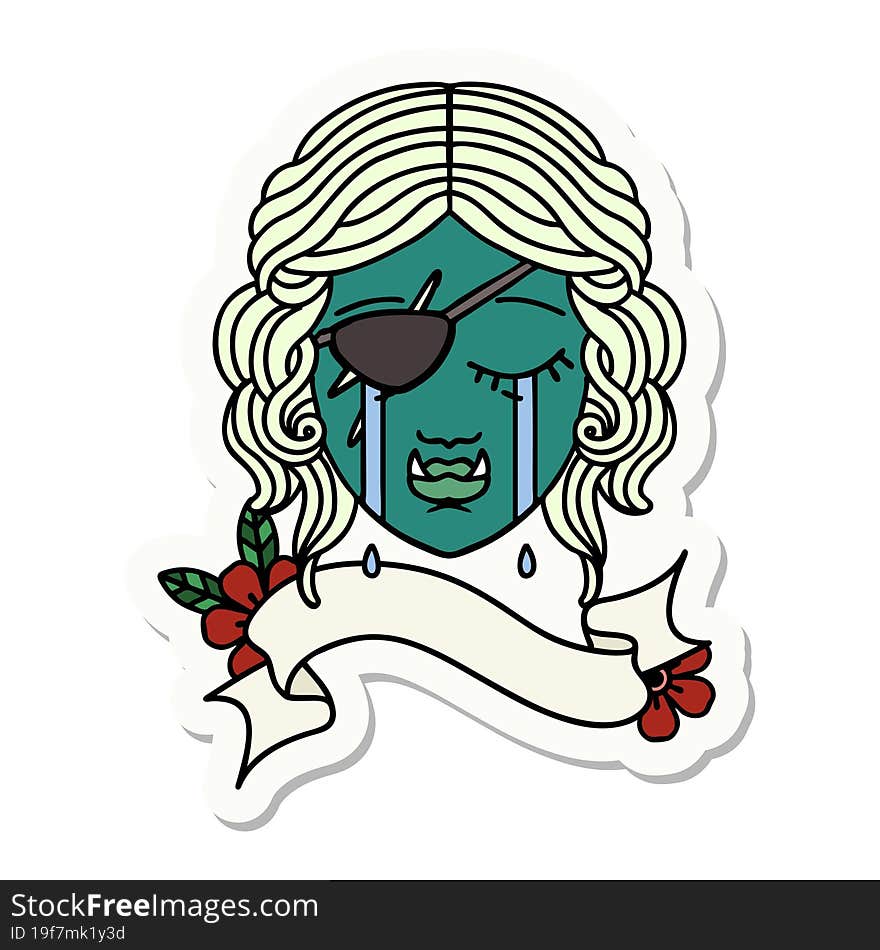 Crying Orc Rogue Character Face Sticker