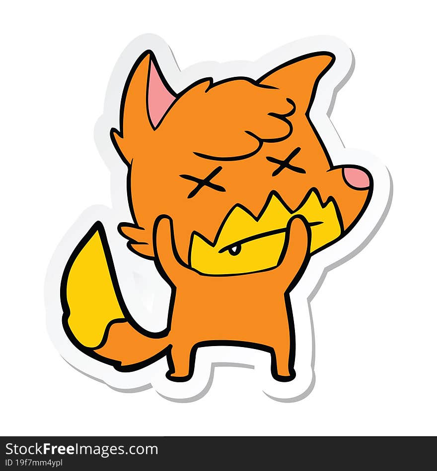 sticker of a cartoon dead fox