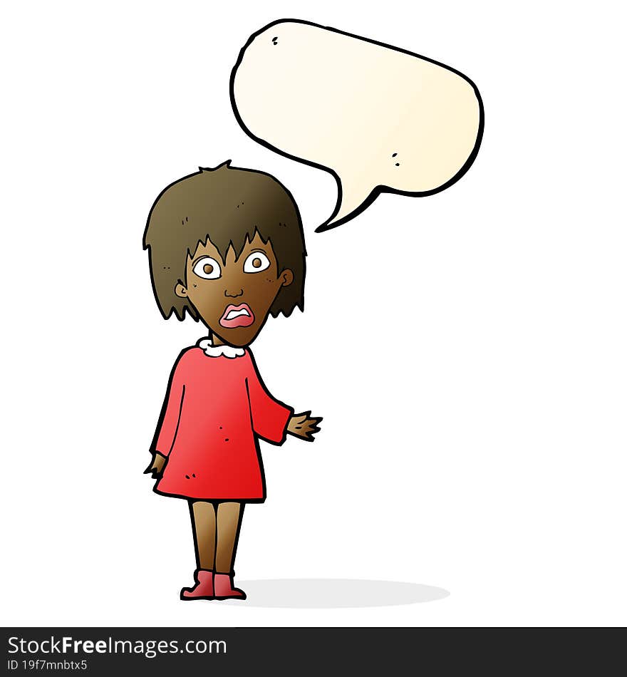 cartoon shocked woman with speech bubble