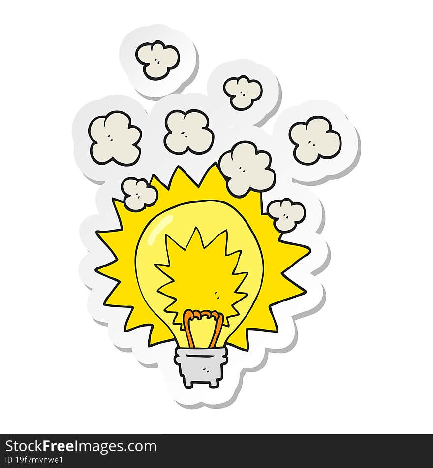 Sticker Of A Cartoon Light Bulb Shining