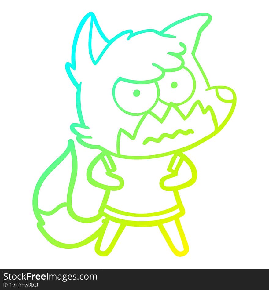 cold gradient line drawing cartoon annoyed fox