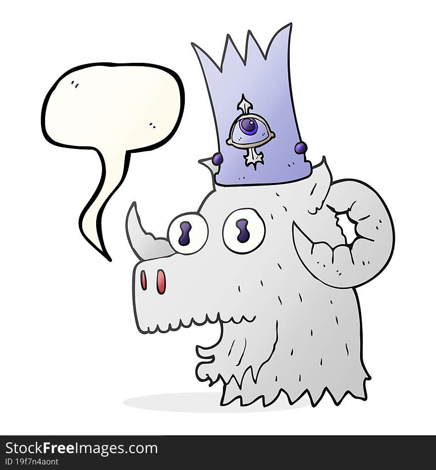 speech bubble cartoon ram head with magical crown