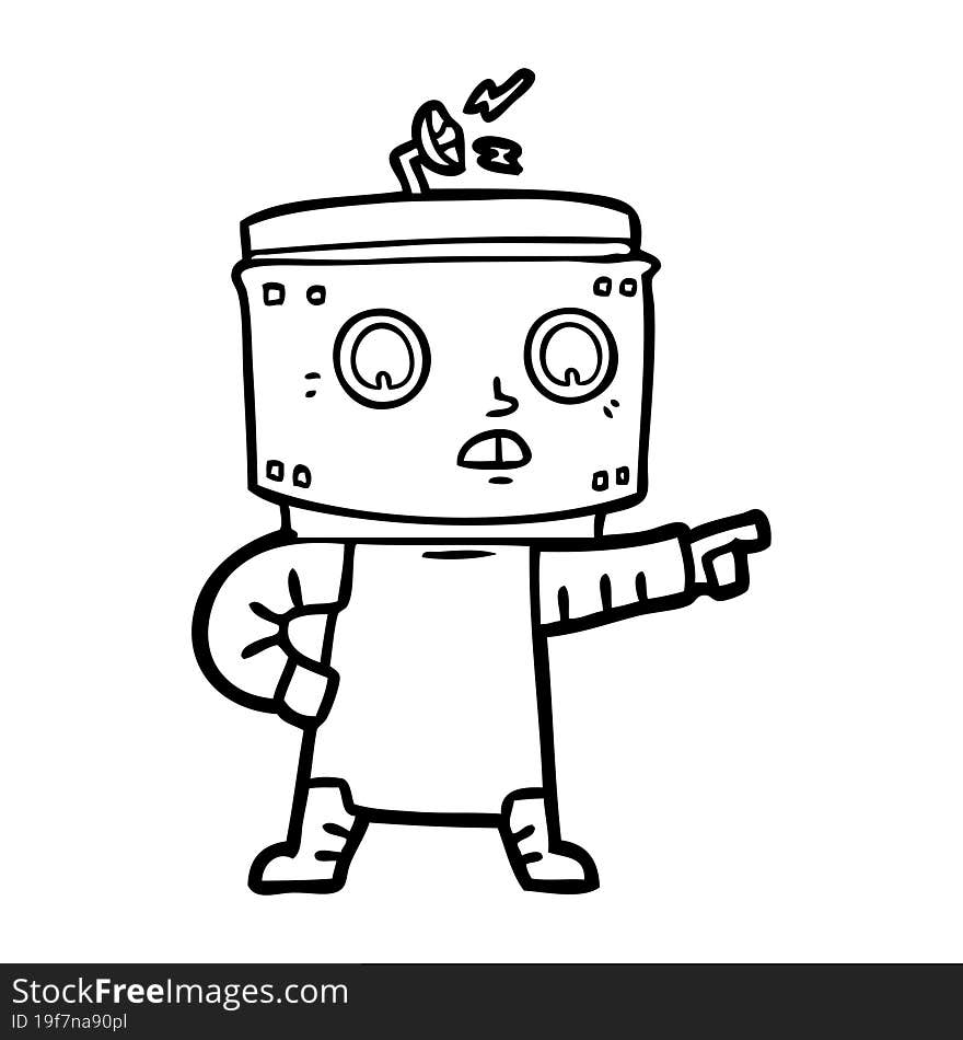 cartoon robot pointing. cartoon robot pointing