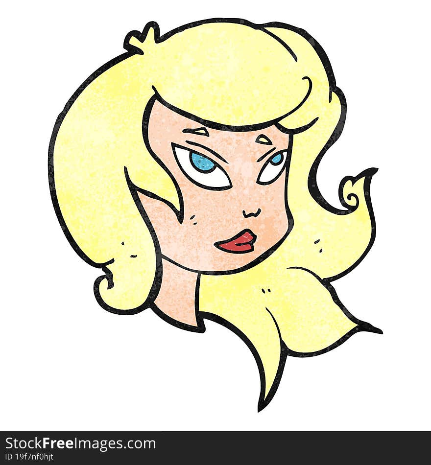 freehand textured cartoon female face