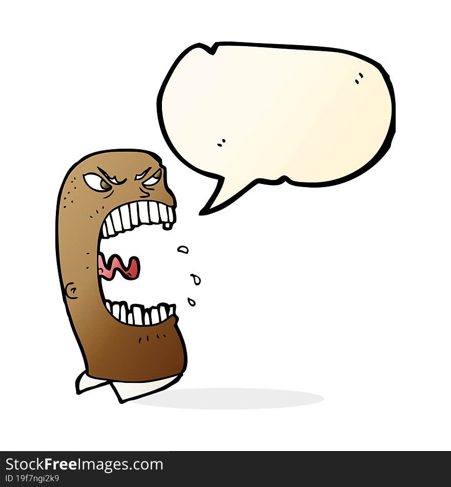 Cartoon Furious Man Shouting With Speech Bubble