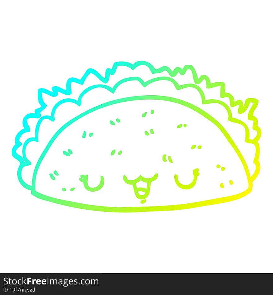 cold gradient line drawing cartoon taco