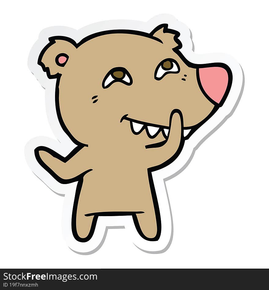 sticker of a cartoon bear showing teeth