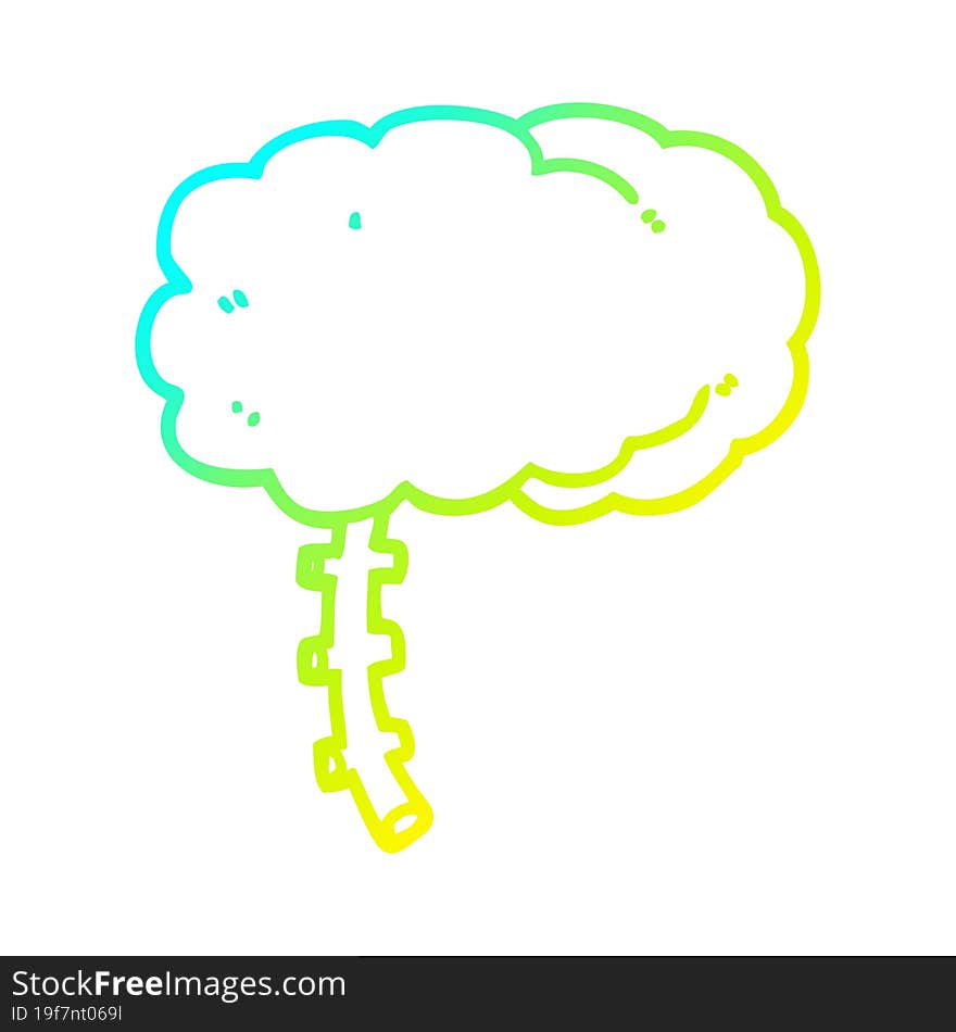 cold gradient line drawing cartoon brain