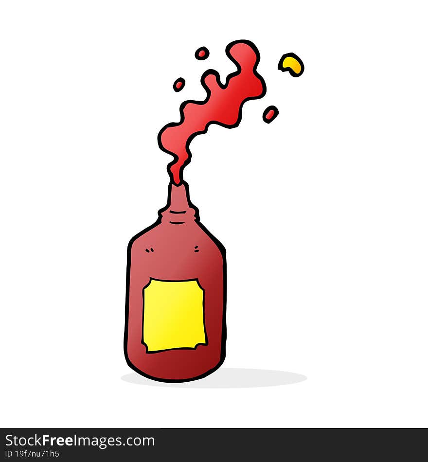 cartoon squirting ketchup bottle