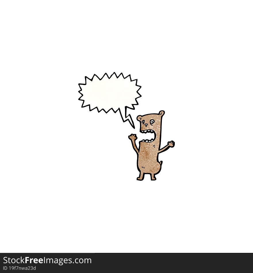 little bear with speech bubble cartoon