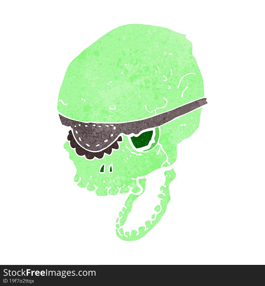 cartoon spooky skull with eye patch