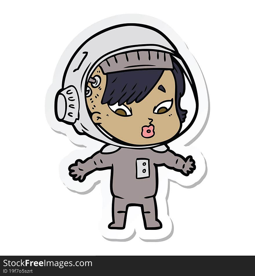 sticker of a cartoon astronaut woman