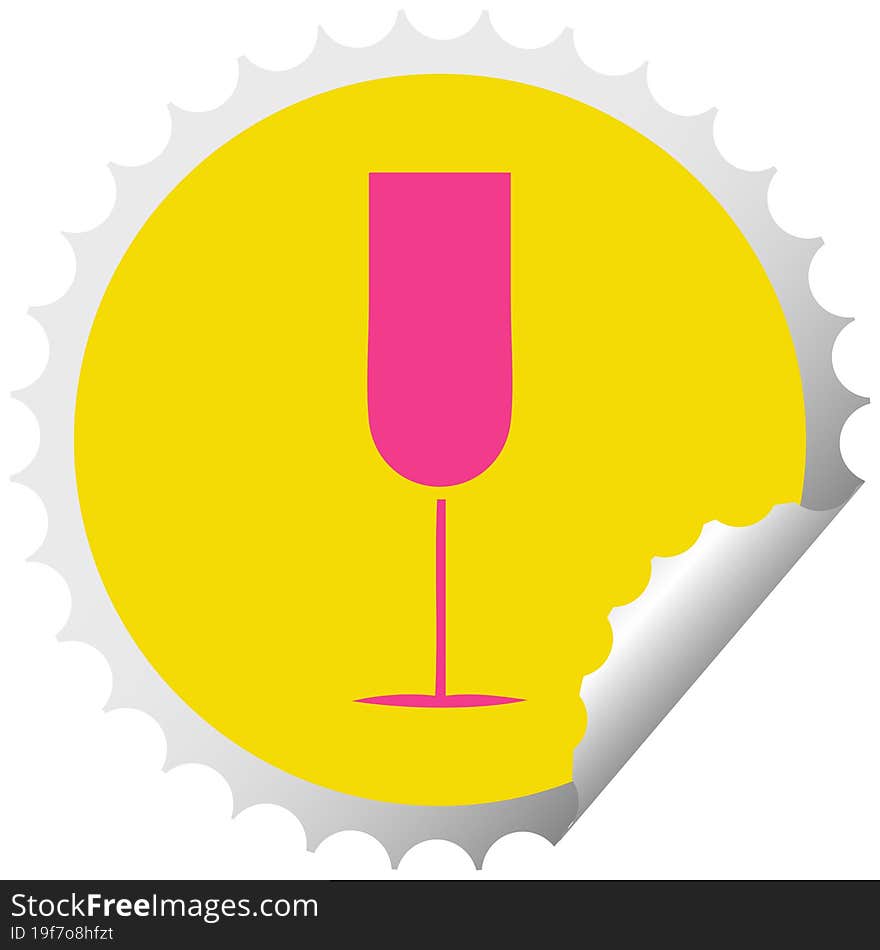 circular peeling sticker cartoon of a champagne flute