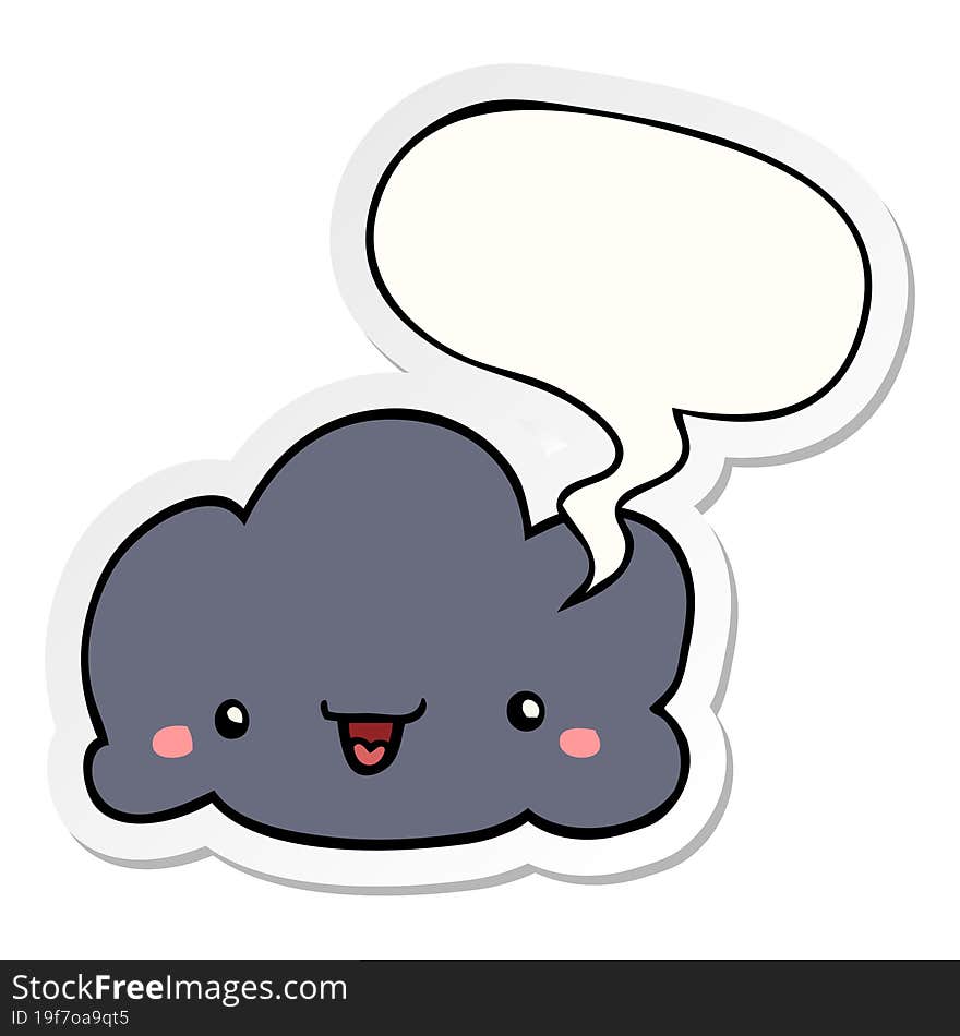 cute cartoon cloud with speech bubble sticker