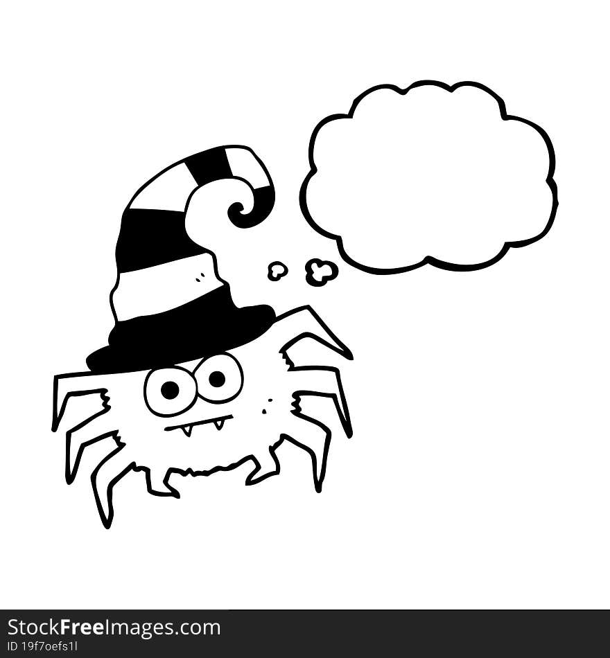 freehand drawn thought bubble cartoon halloween spider