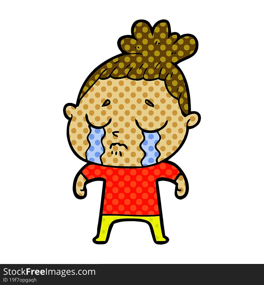 cartoon crying woman. cartoon crying woman