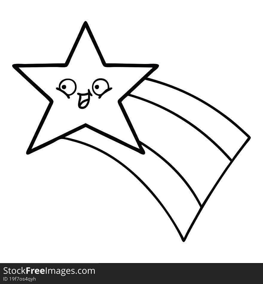 line drawing cartoon shooting rainbow star