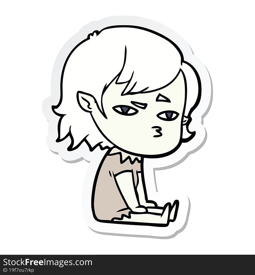 sticker of a cartoon vampire girl