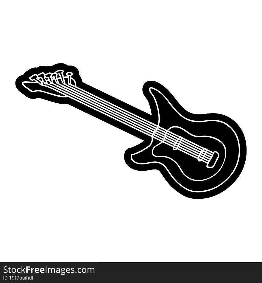 Cartoon Icon Drawing Of A Guitar