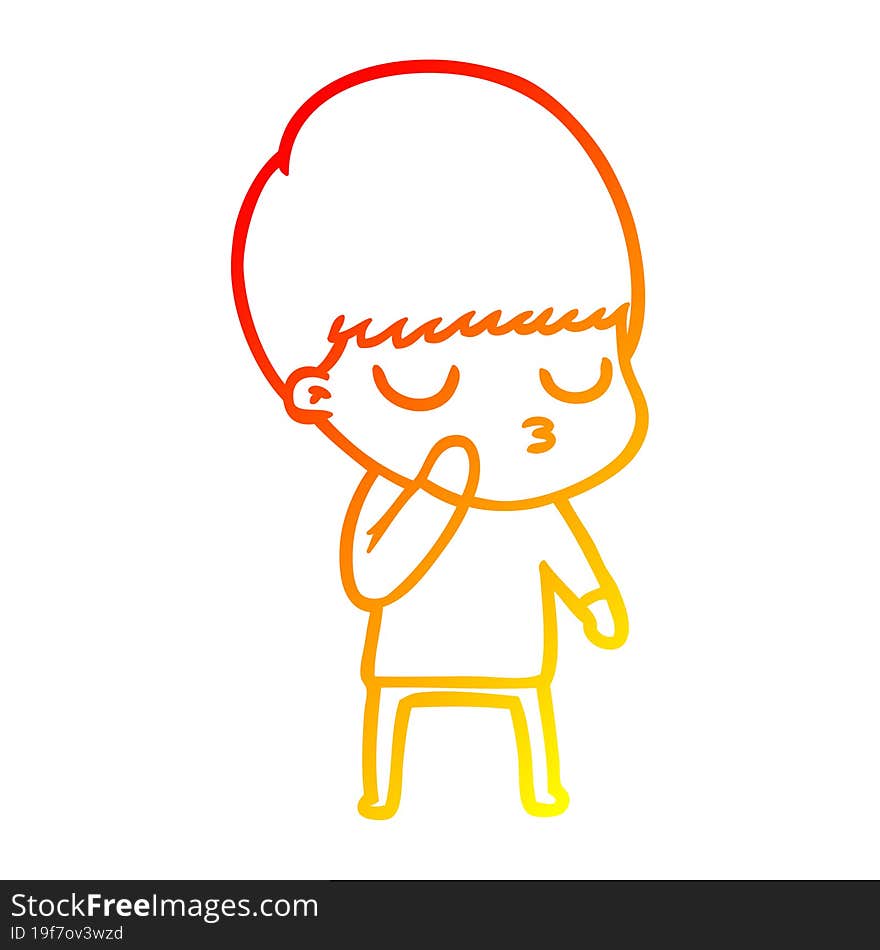 warm gradient line drawing cartoon calm boy