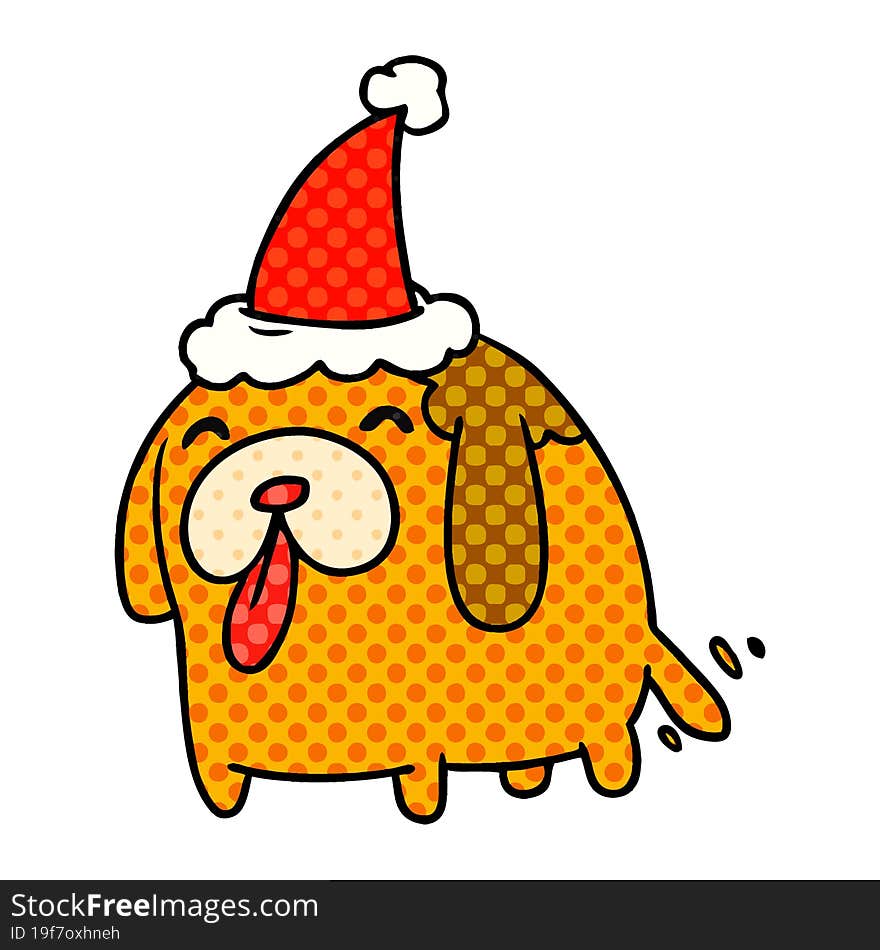 christmas cartoon of kawaii dog