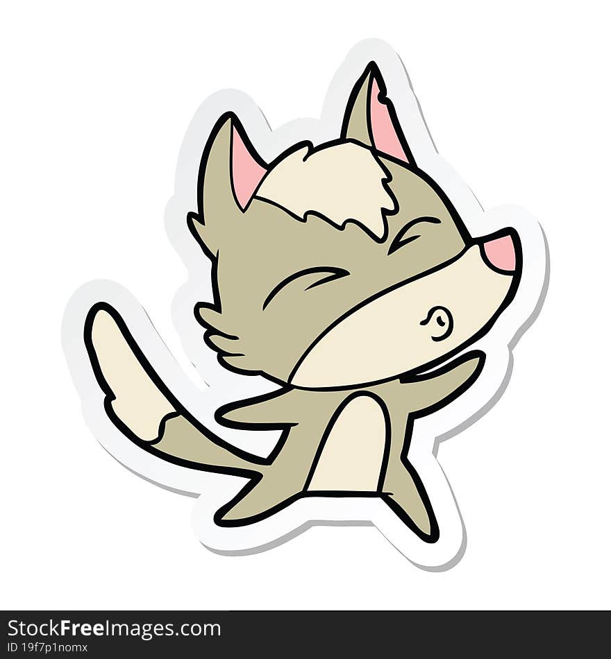 sticker of a cartoon wolf howling