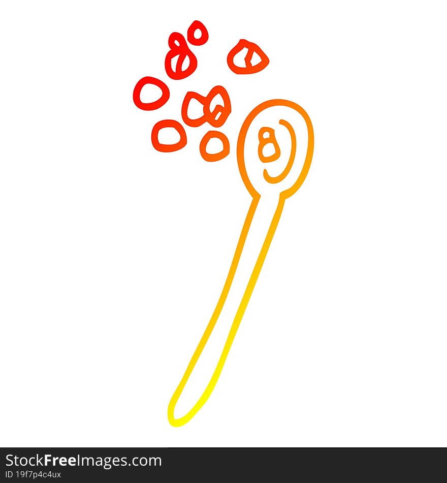 warm gradient line drawing cartoon cereal on a spoon