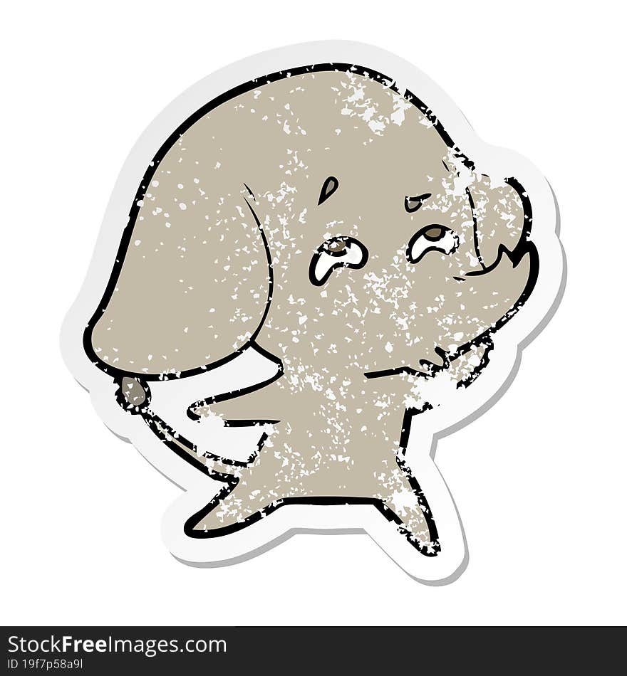 Distressed Sticker Of A Cartoon Elephant Remembering