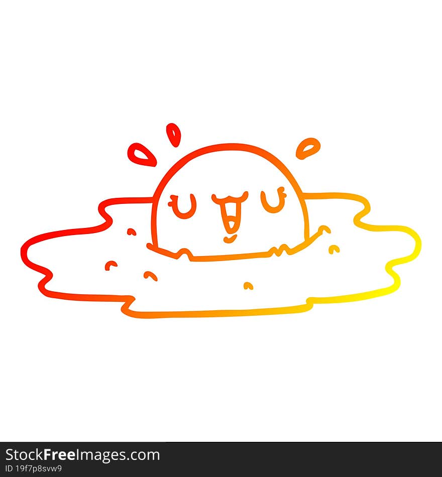 warm gradient line drawing of a cartoon fried egg