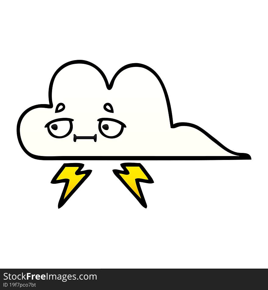 Gradient Shaded Cartoon Thunder Cloud