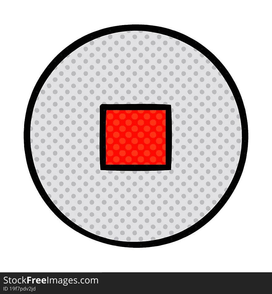 comic book style cartoon of a stop button