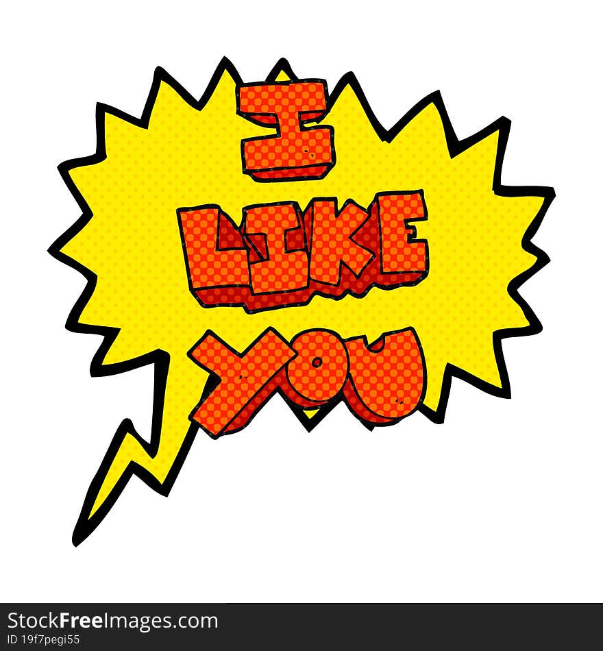 I like you comic book speech bubble cartoon symbol