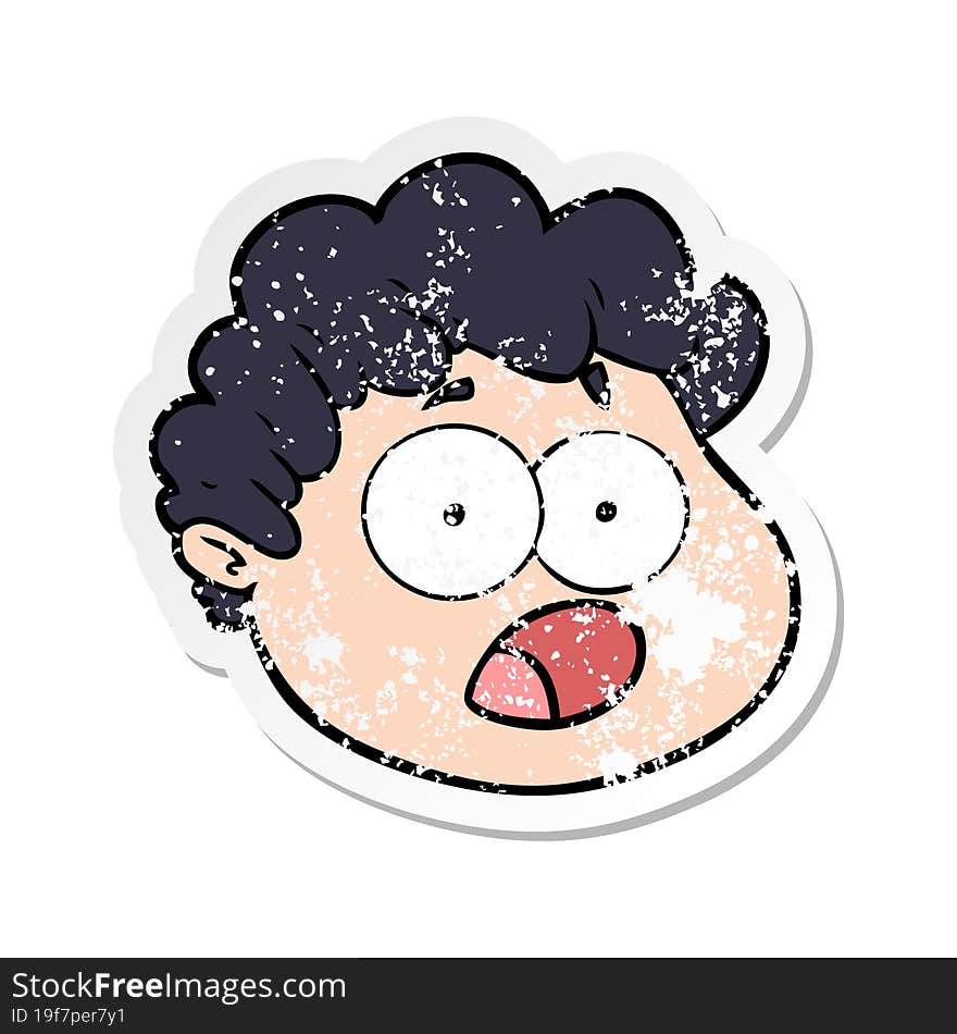 Distressed Sticker Of A Cartoon Male Face