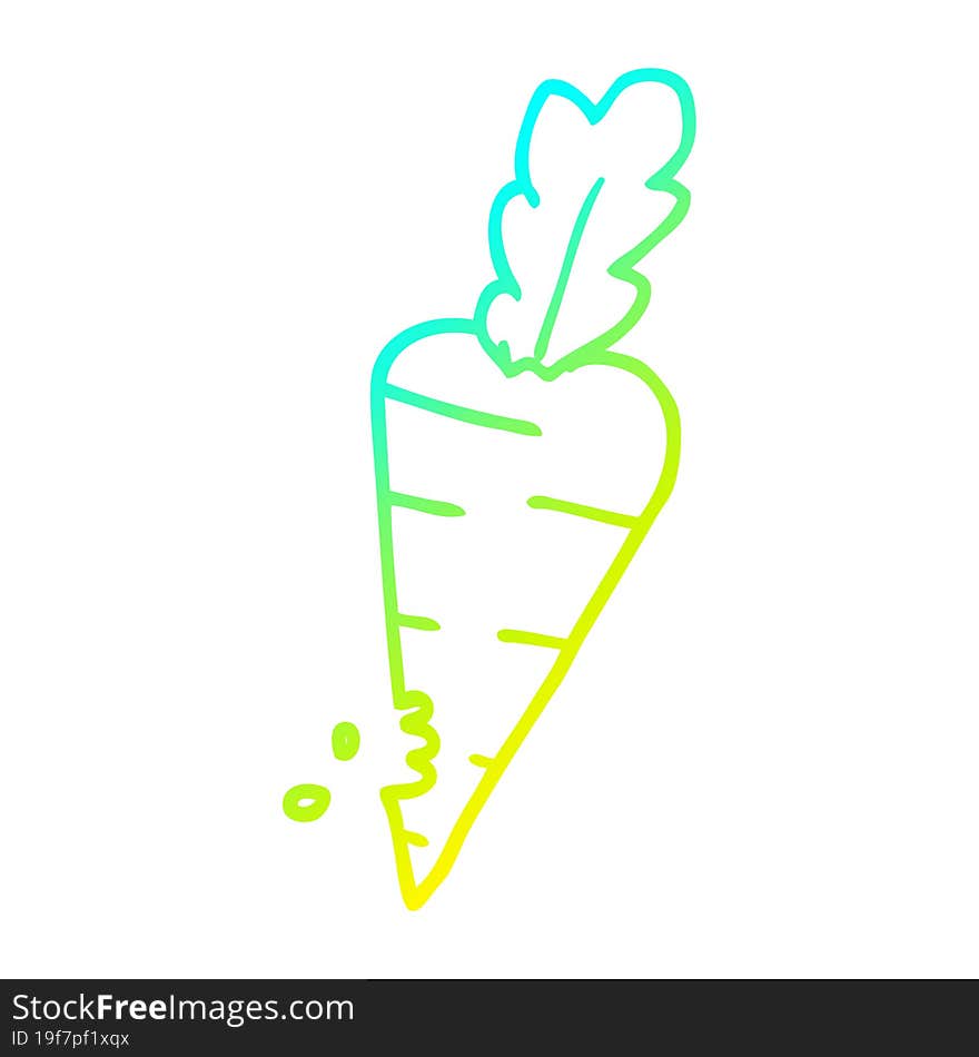 cold gradient line drawing cartoon carrot with bite marks