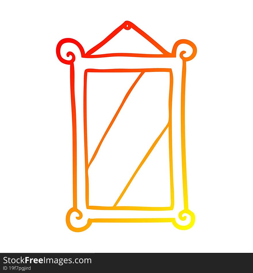 warm gradient line drawing of a framed old mirror