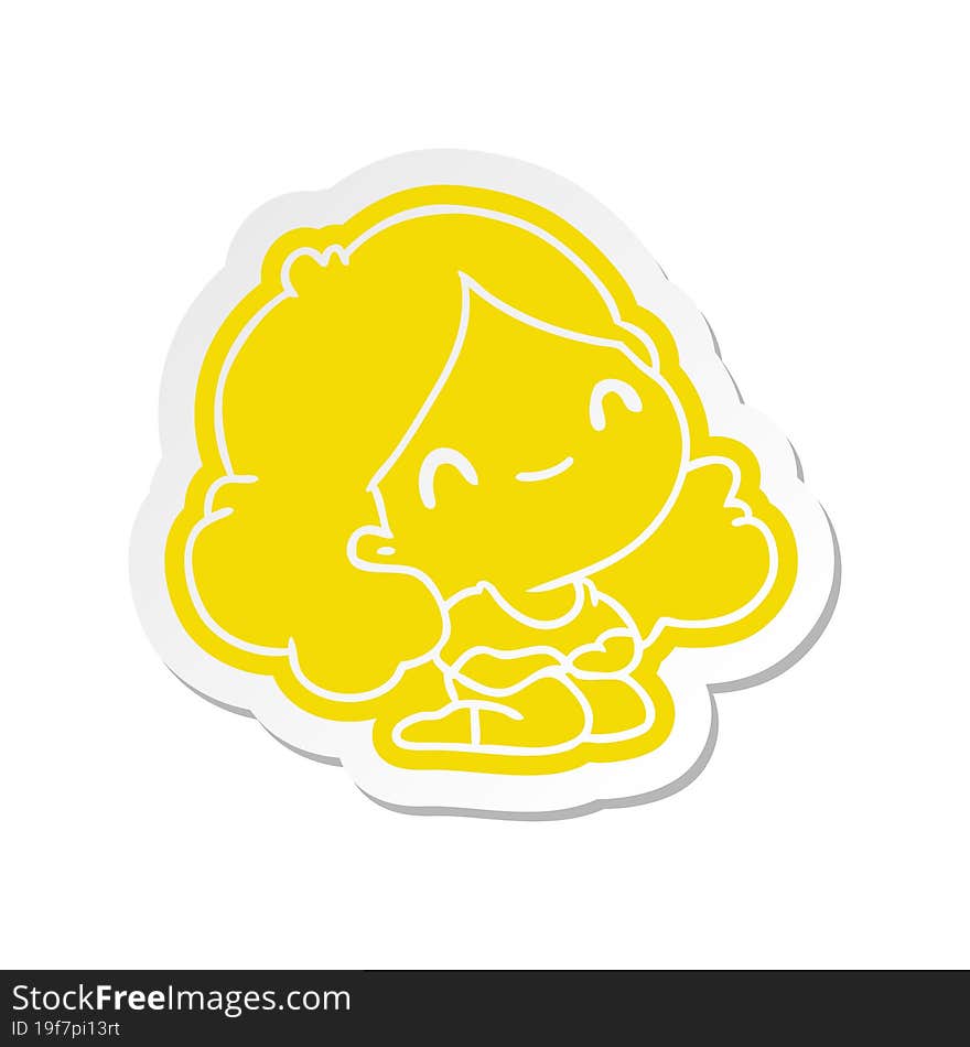 cartoon sticker of a cute kawaii girl