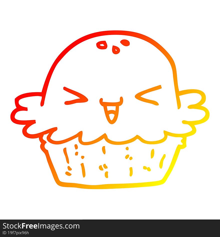 warm gradient line drawing cute cartoon pie