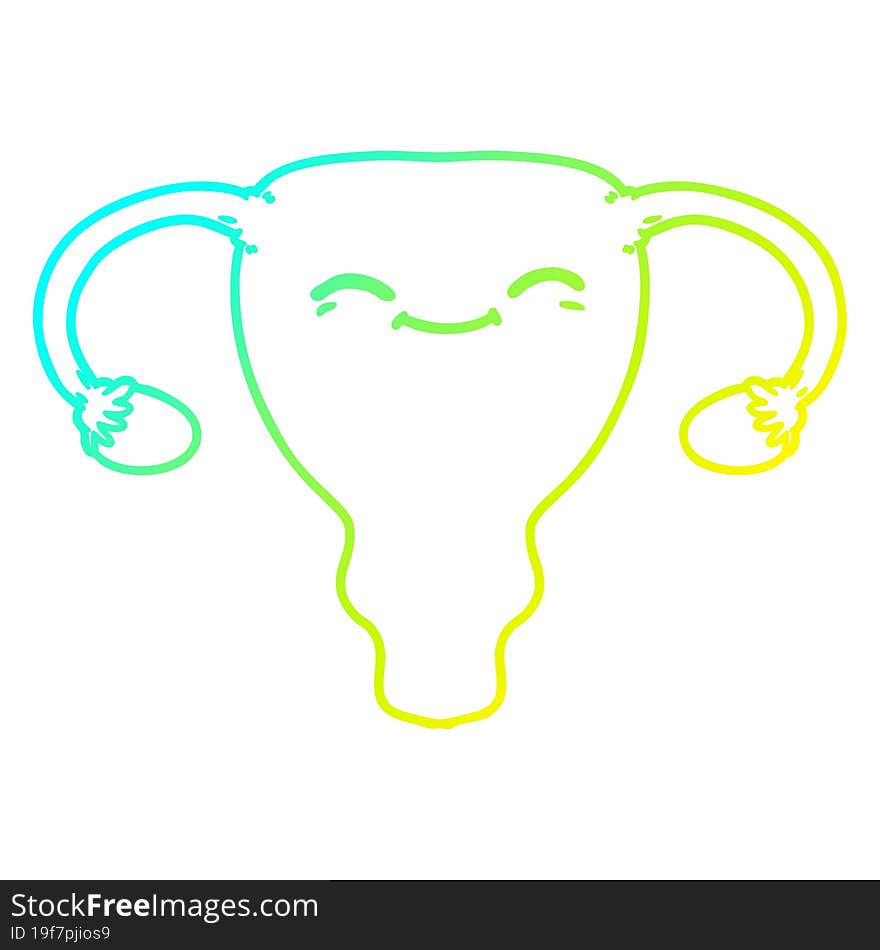 cold gradient line drawing cartoon uterus