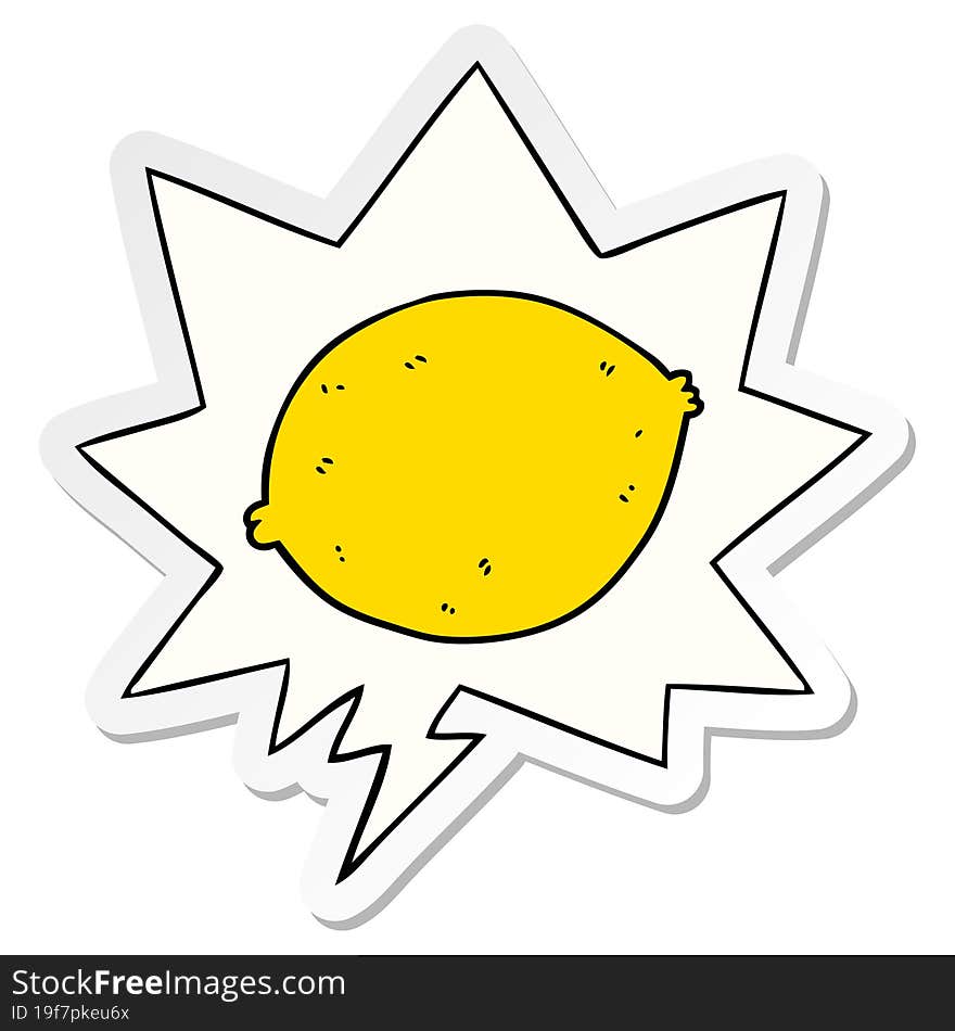 cartoon lemon with speech bubble sticker. cartoon lemon with speech bubble sticker