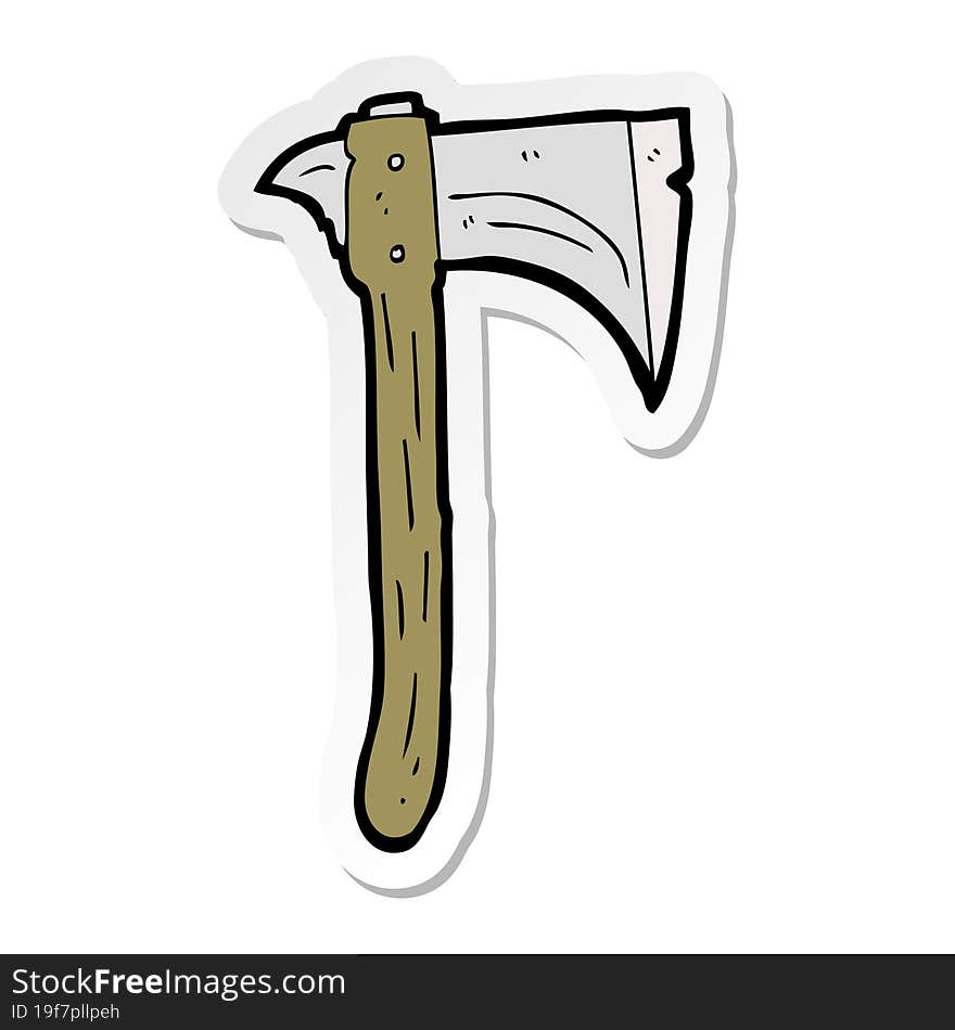 sticker of a cartoon axe