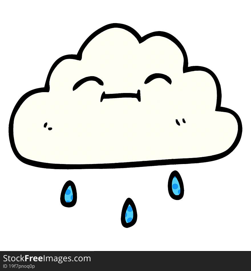 Cartoon Doodle Happy Rain Cloud