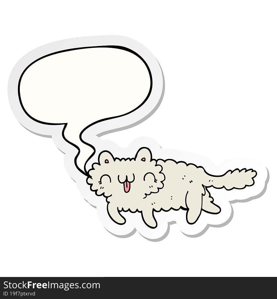 Cartoon Cat And Speech Bubble Sticker