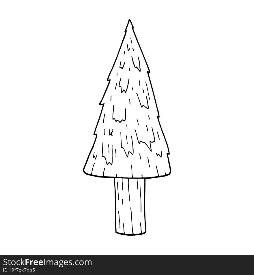 line drawing cartoon christmas tree