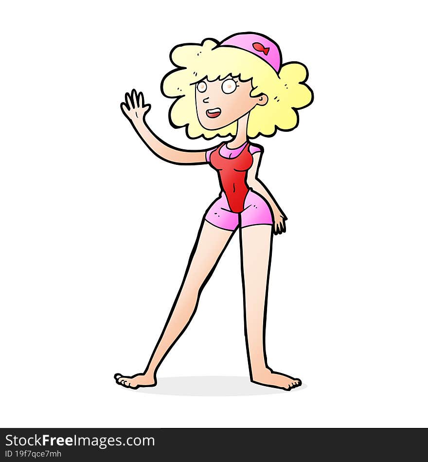 Cartoon Swimmer Woman